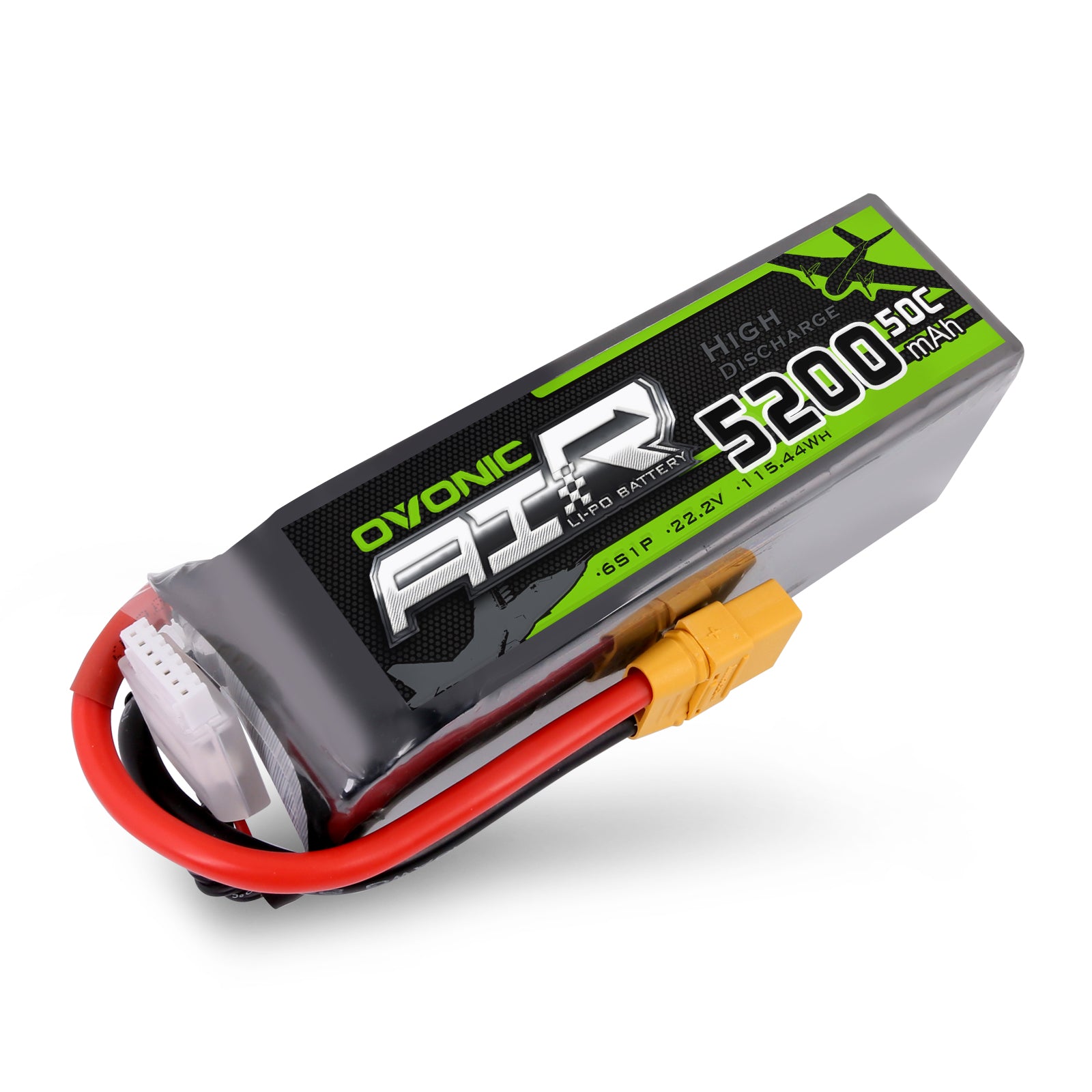 OVONIC 6S Lipo Battery 5200mAh 50C 22.2V with XT90 Plug - High Performance RC Battery for Airplane, Quadcopter, Helicopter & Long Range Drones - Perfect for FPV Racing, Aerial Photography and Extended Flight Time