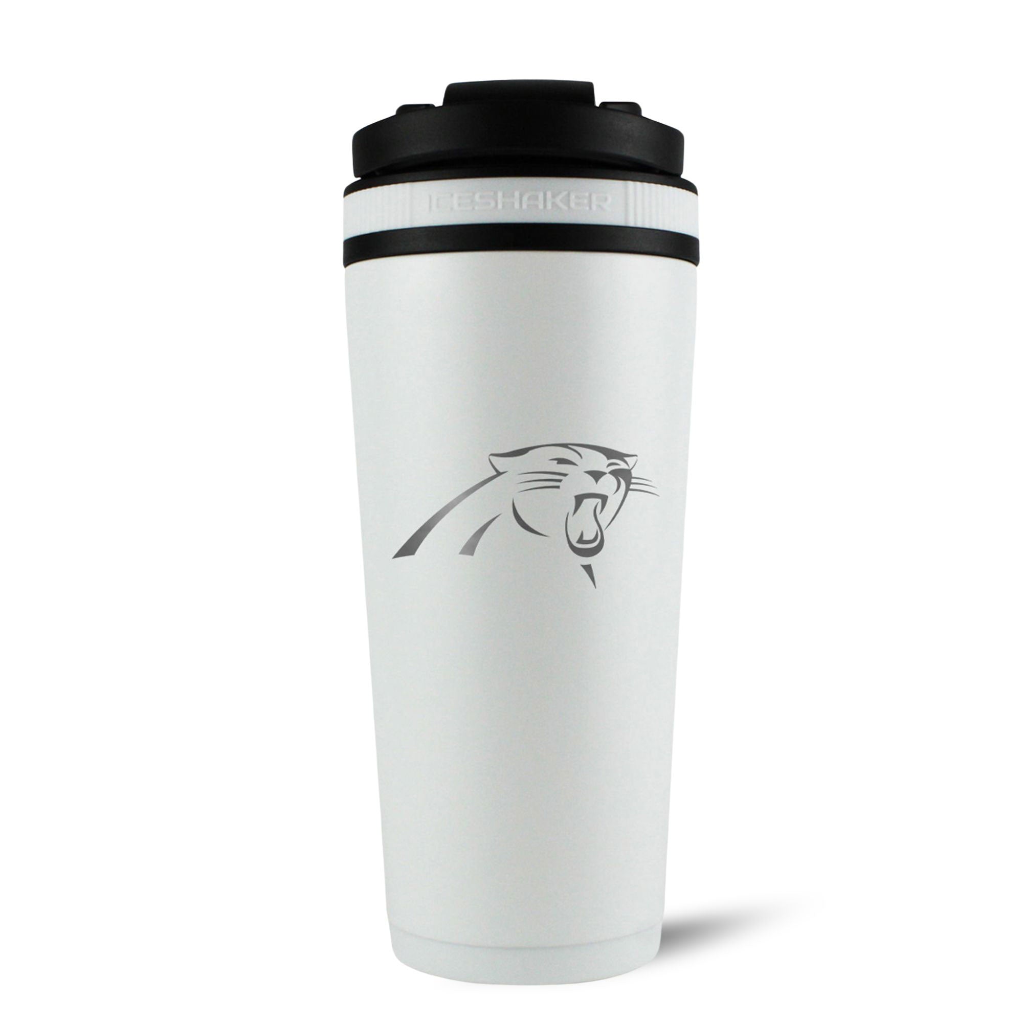 Official Carolina Panthers 26oz Insulated Stainless Steel Water Bottle & Protein Shaker - Perfect for Gym, Workouts & Tailgating - White
