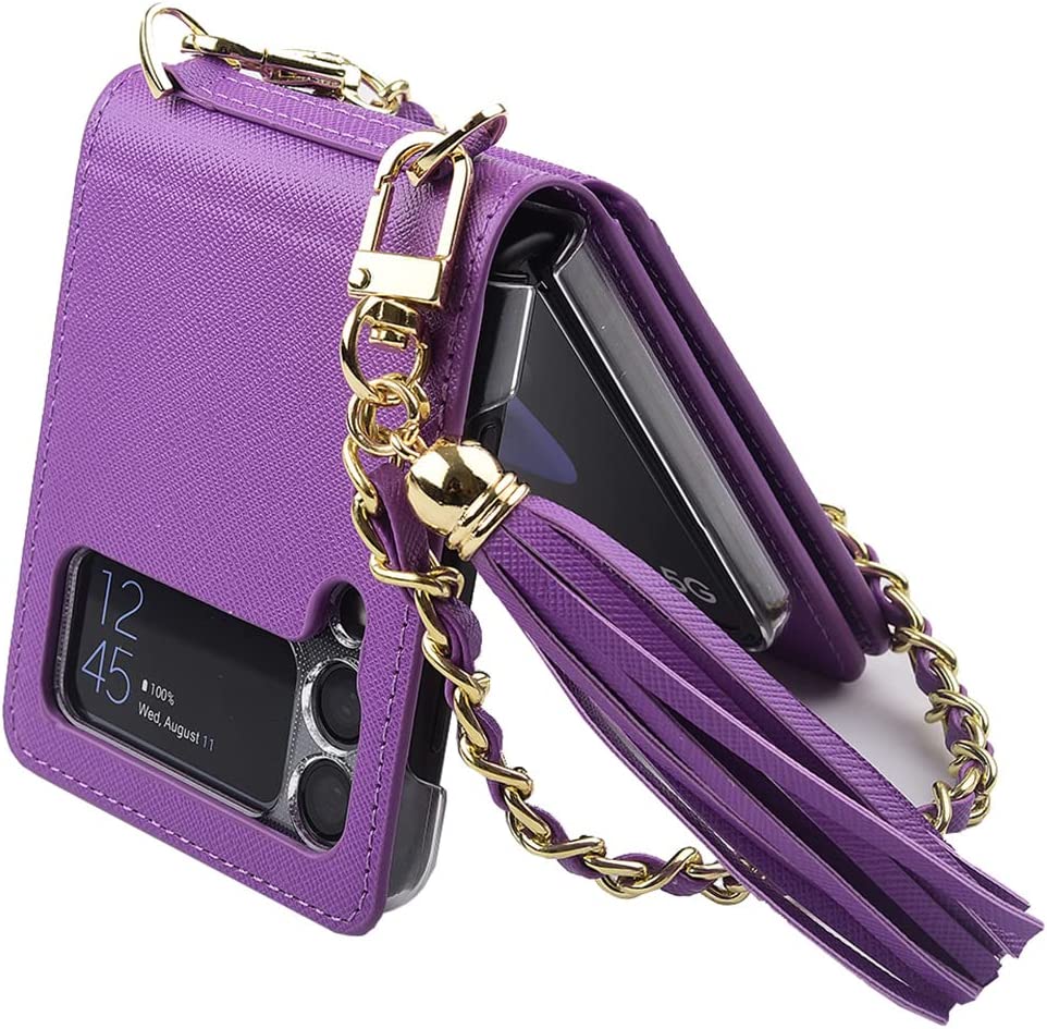 Samsung Galaxy Z Flip 4 5G Wallet Case with Card Slots - Purple Protective Flip Cover for Cash & Cards | Perfect for Travel, Shopping & Everyday Use