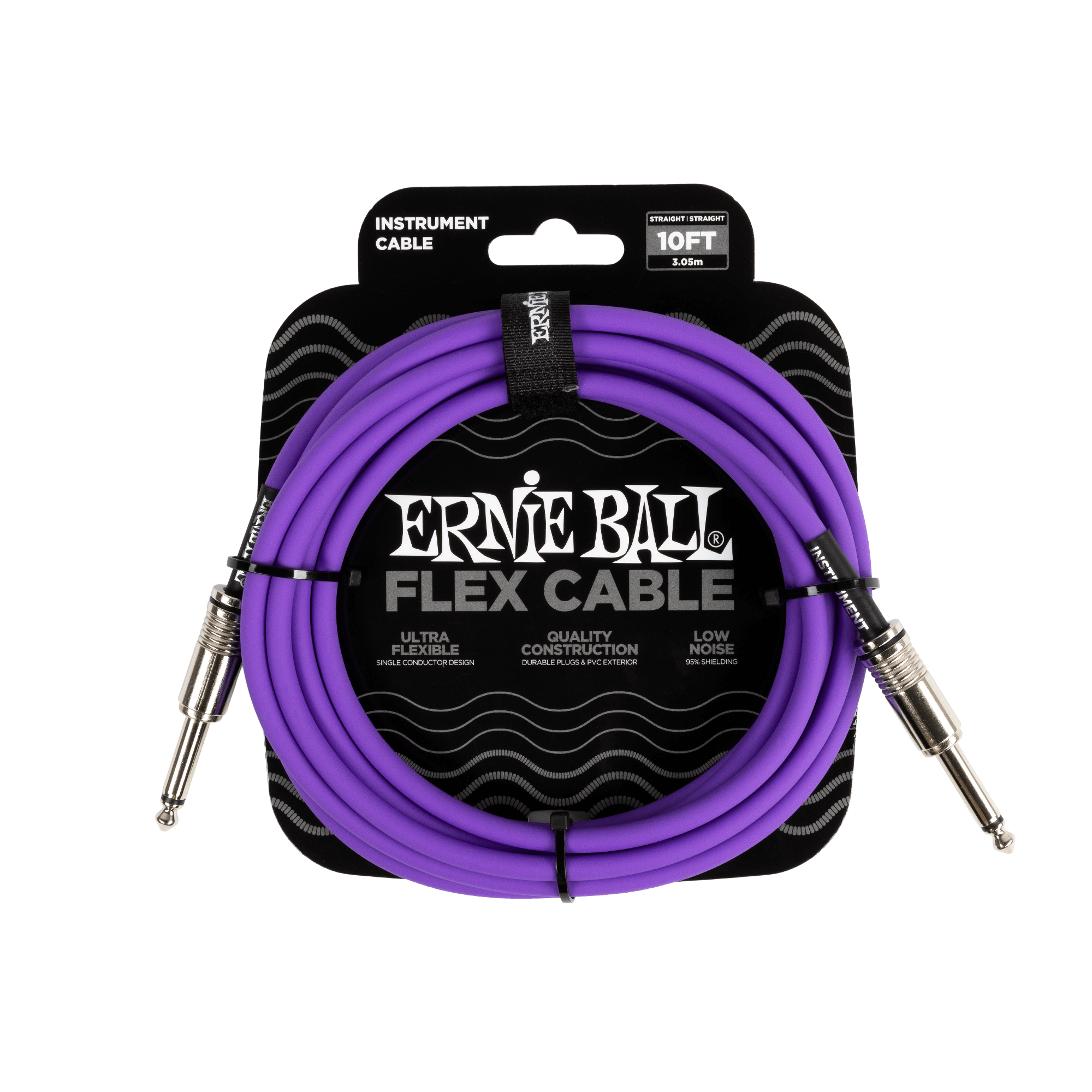 Ernie Ball 10Ft Purple Flex Instrument Cable - Straight to Straight Connector for Guitar, Bass & Keyboards | Durable & High-Quality Audio Cable for Live Performances & Studio Recording