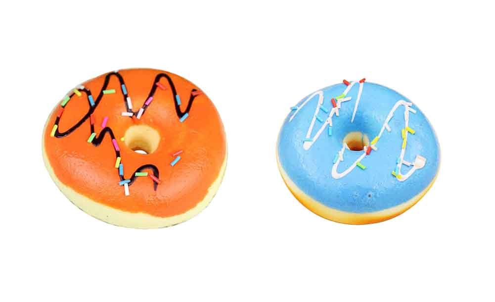 Set of 2 Realistic Fake Donuts - Soft Artificial Play Donuts for Kids, Pretend Play, Photography Props & Home Decor | Black Temptation Style #11#01