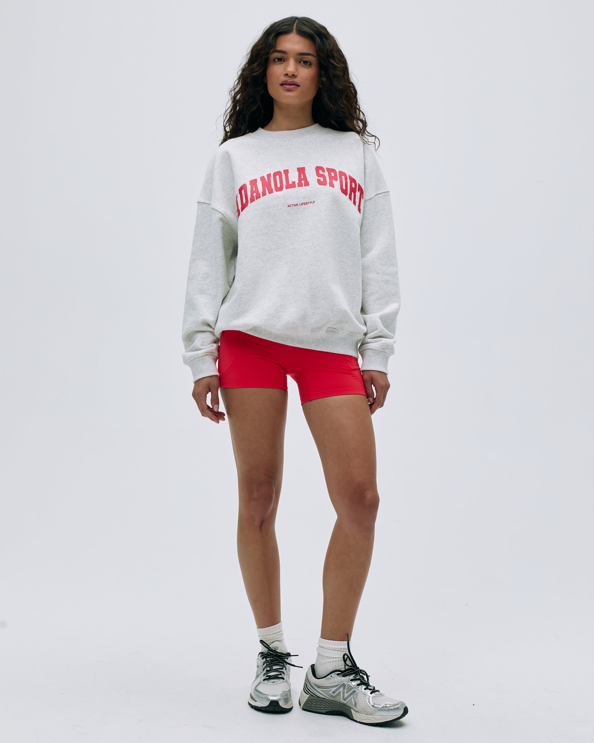AS Oversized Sweatshirt for Women - Light Grey Melange & Apple Red | Cozy Pullover Hoodie for Casual Wear, Lounge & Street Style Fashion
