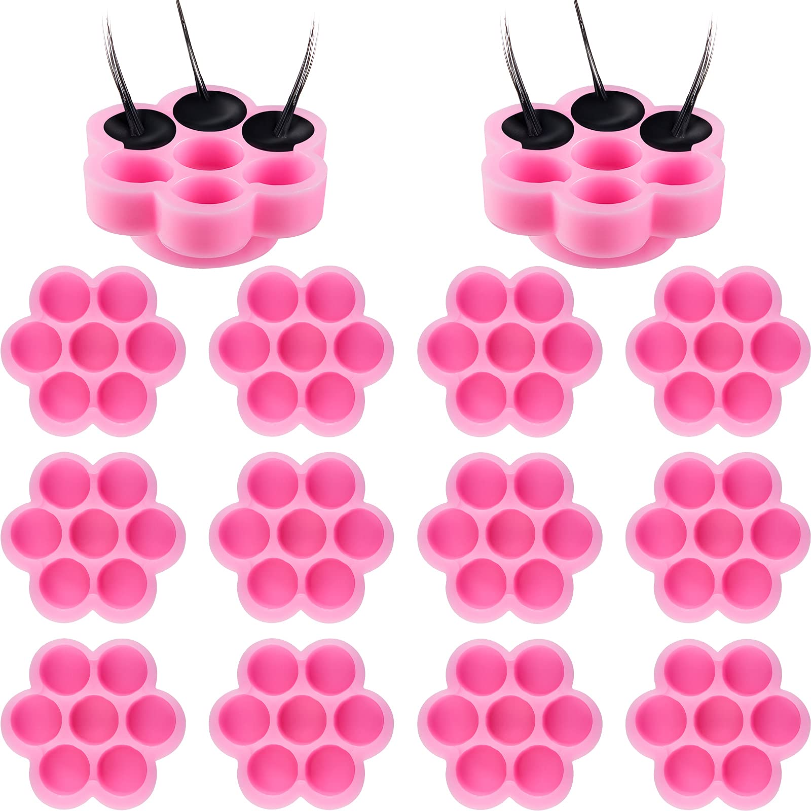 200PCS Flower Shaped Eyelash Glue Cups - Lash Extension Glue Holders, Disposable Eyelash Grafting Trays for Professional & DIY Lash Artists - Perfect for Salon, Home Use & Beauty Kits
