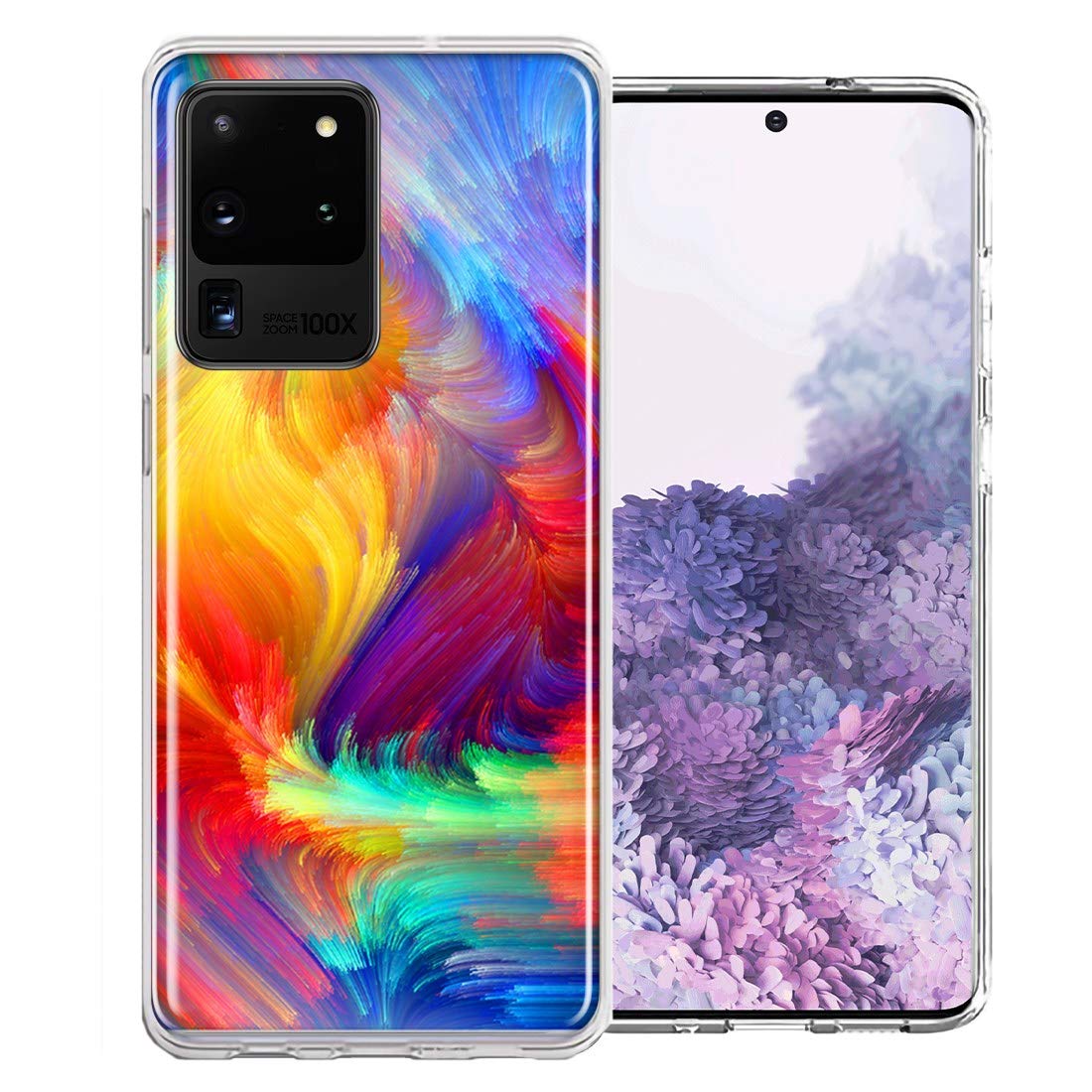 Samsung Galaxy S20 Ultra Case - Feather Paint Design Double Layer Cover for Protection & Style