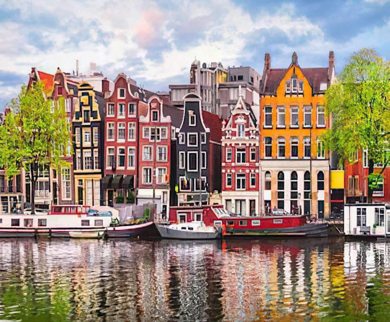 5D Diamond Painting Kit - Amsterdam Netherlands Dancing Houses Over River Amstel, European Landmark Art, DIY Gem Art Drill for Adults, Home Decor, Wall Hanging, Perfect Gift Idea (12