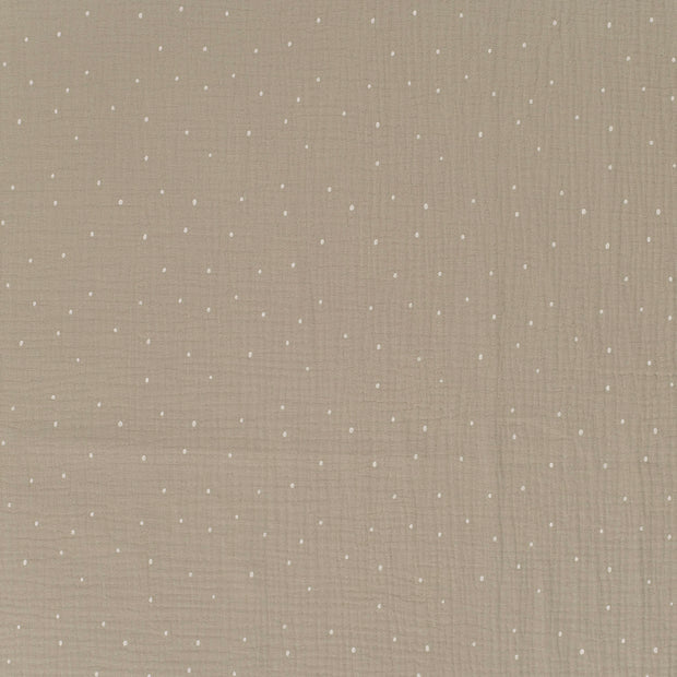 Soft Beige Dots Double Gauze Fabric - Breathable & Lightweight Material for Baby Clothes, Summer Dresses & DIY Sewing Projects