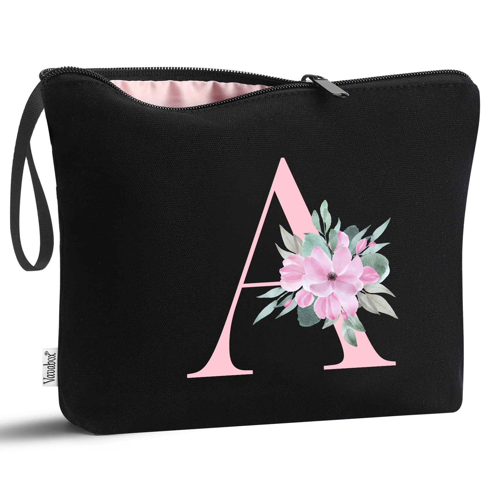 Personalized Makeup Bag for Women - Custom Cosmetic Travel Organizer with Monogram (Black) | Perfect Birthday Gift for Mom, Best Friend, Bride & Bridesmaids | Great for Travel, Weddings & Everyday Use