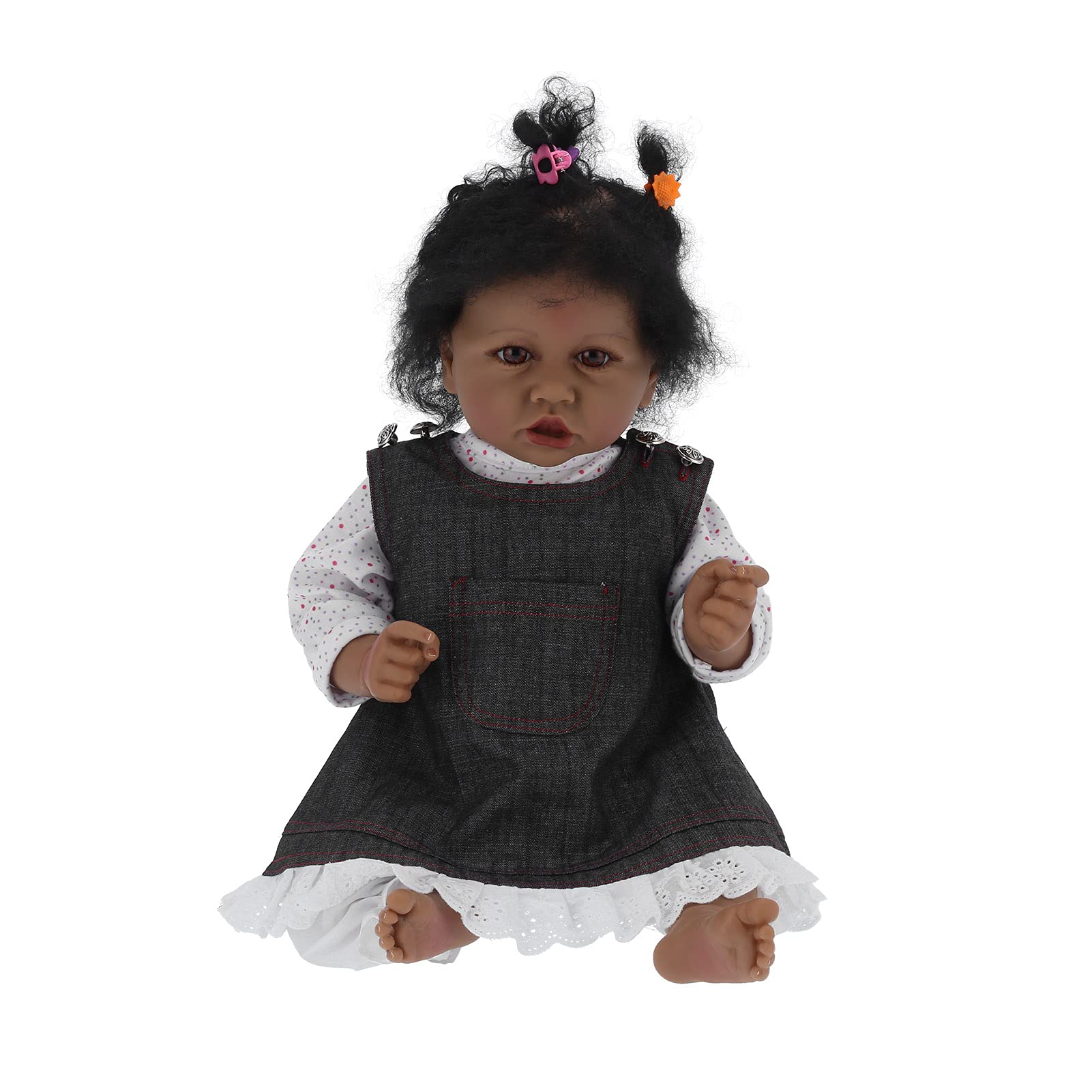 Evonecy African Girl Dolls - Realistic Black Baby Doll with Feeding Bottle & Pacifier | Role Play Toy for Toddlers & Kids | Perfect Gift for Girls Birthday & Christmas | Pretend Play, Daycare & Homeschooling Activities