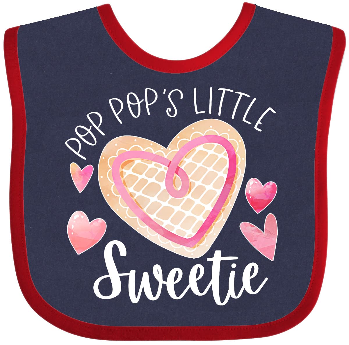Inktastic Pop Pop's Little Sweetie Baby Bib with Pink Heart Cookie Design - Perfect for Feeding, Messy Meals, and Photo Shoots