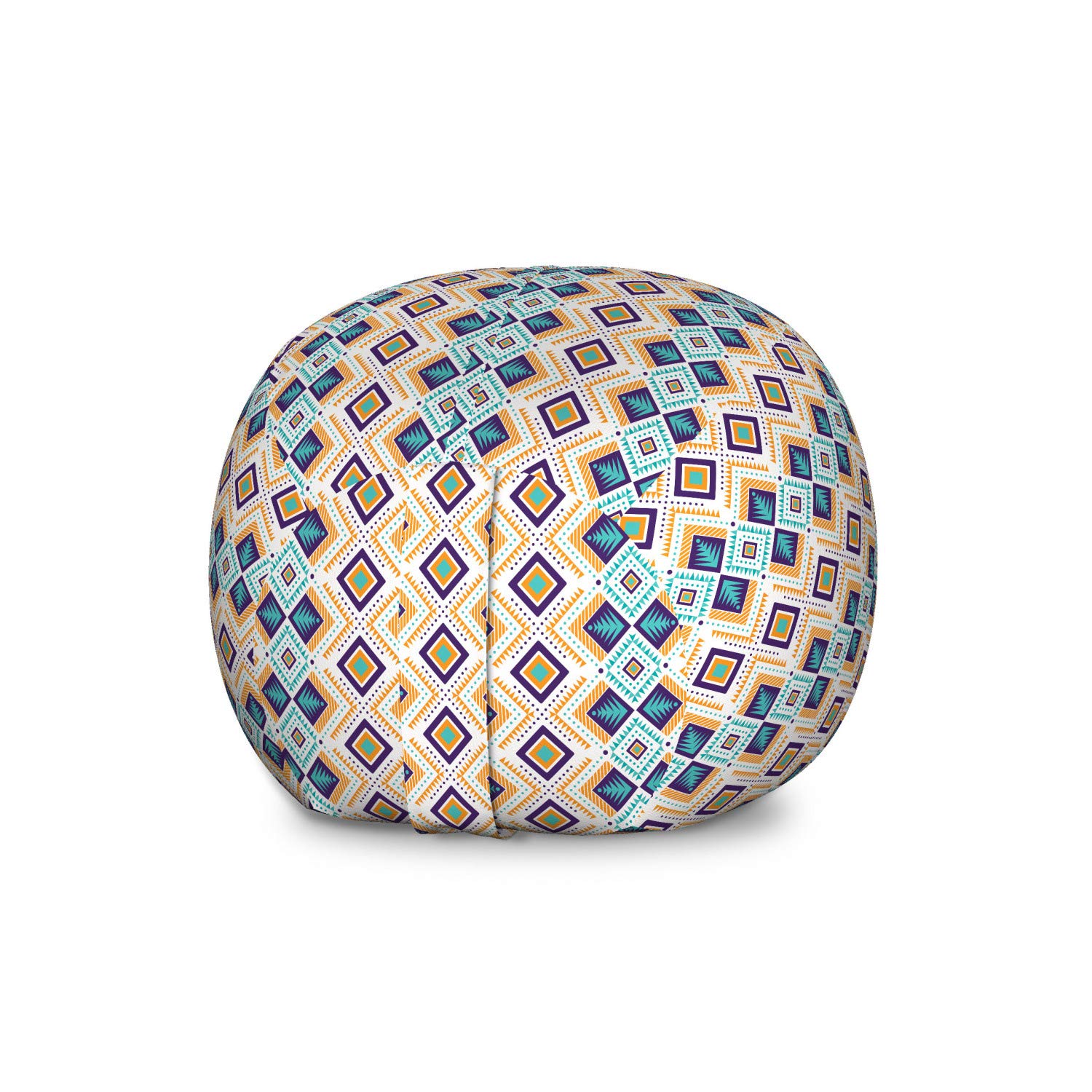 Ambesonne Abstract Pattern Toy Storage Bag Chair - Large Washable Stuffed Animal Organizer with Stylish Ornament Design in Orange & Turquoise - Perfect for Kids' Room, Playroom & Nursery Organization