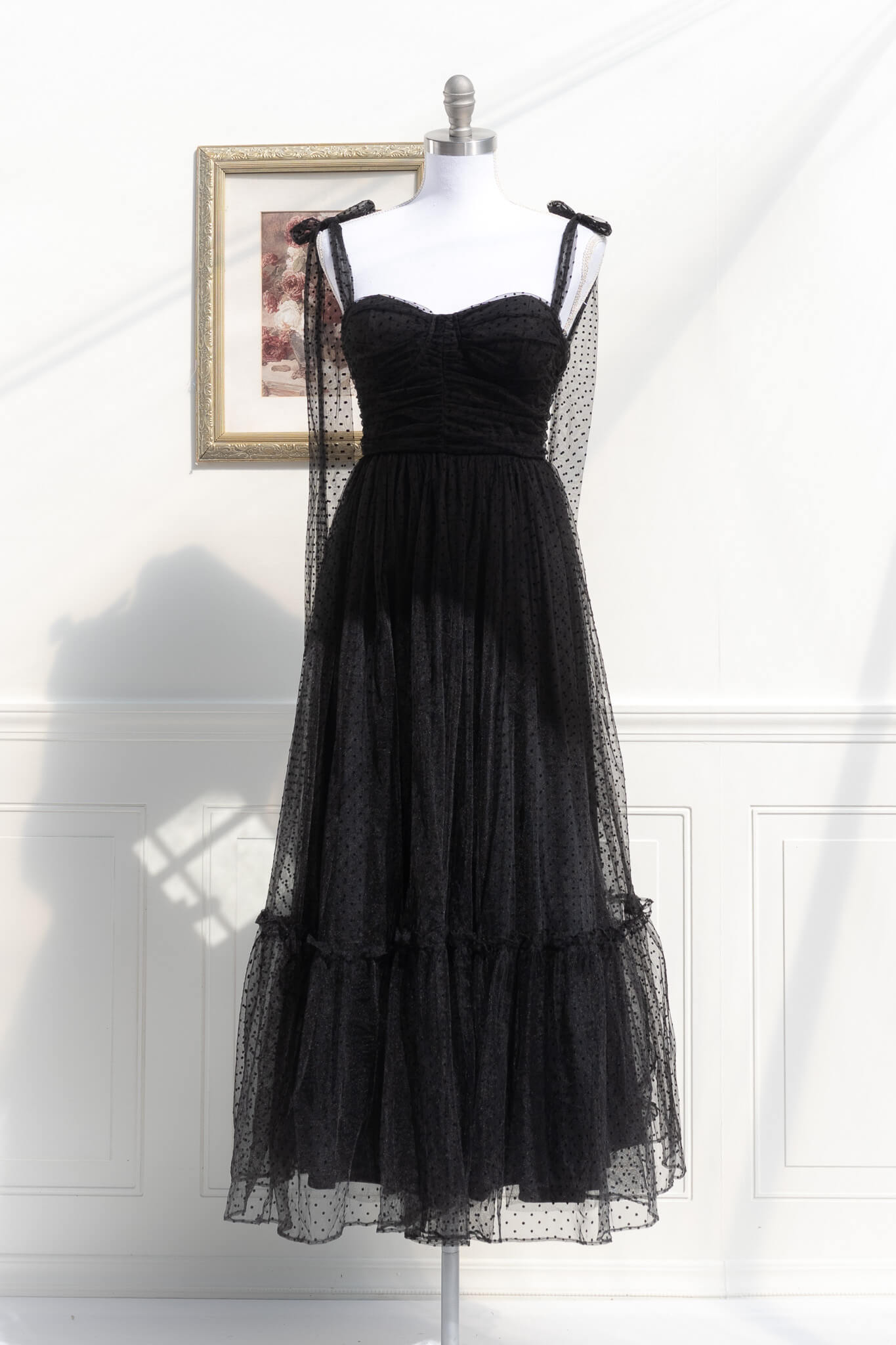 La Bohème Black Tulle Dress for Women - Elegant Boho Maxi Dress for Weddings, Parties & Special Occasions