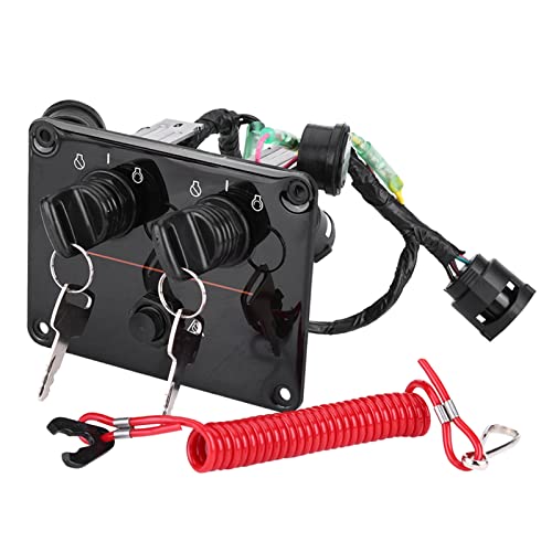 Dual Engine Key Switch Panel Assembly 6K1-82570-08-00 for Outboard Motors, Cars, Trucks, Boats & RVs - Marine & Vehicle Ignition Control System for Smooth Engine Start & Power Management
