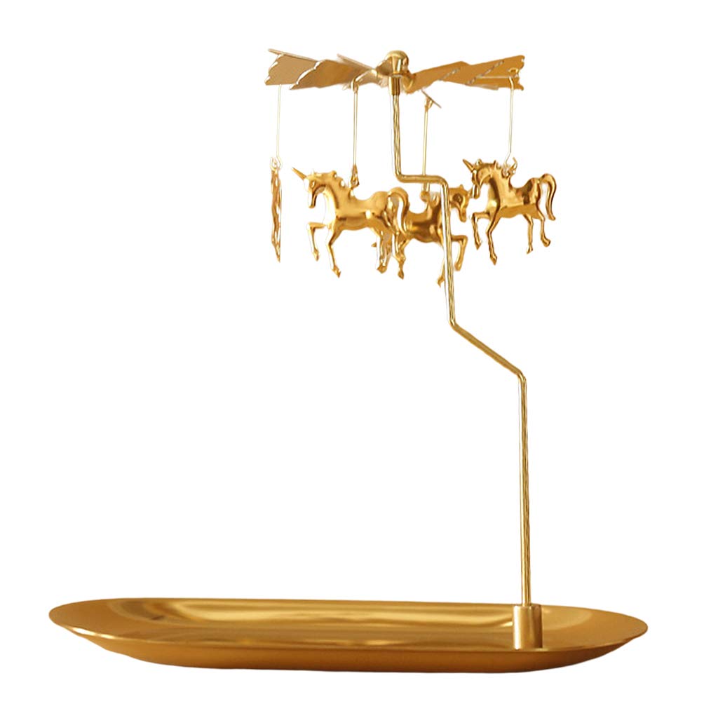 Fenteer Golden Metal Rotating Spinner Tea Light Candle Holder - Elegant Unicorn Design for Wedding, Home Decor & Party Centerpiece - Decorative Votive Candle Display for Romantic Ambiance