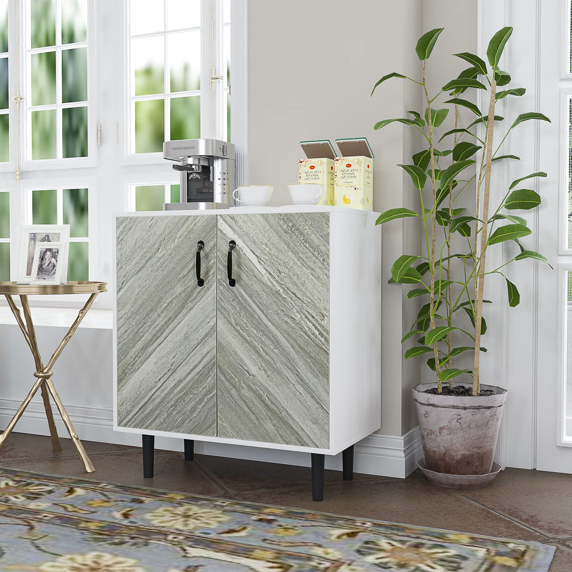 Modern Buffet Cabinet with 2 Doors - Freestanding Sideboard Storage Cabinet for Entryway, Living Room, Office & Bedroom - Perfect for Dining Room Storage, Hallway Organization & Home Decor