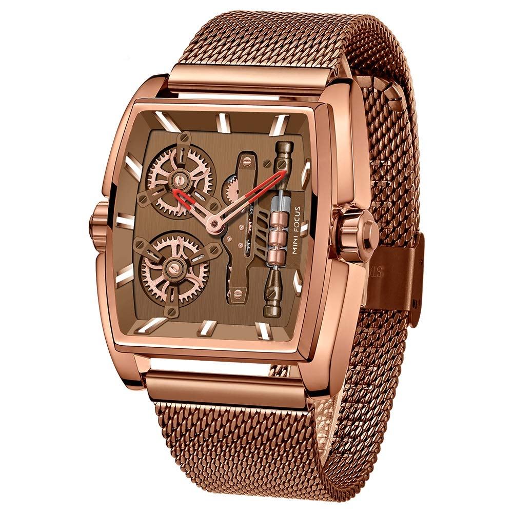 Cagarny Men's Waterproof Watch - Japanese Quartz, Stainless Steel Mesh for Outdoor & Business