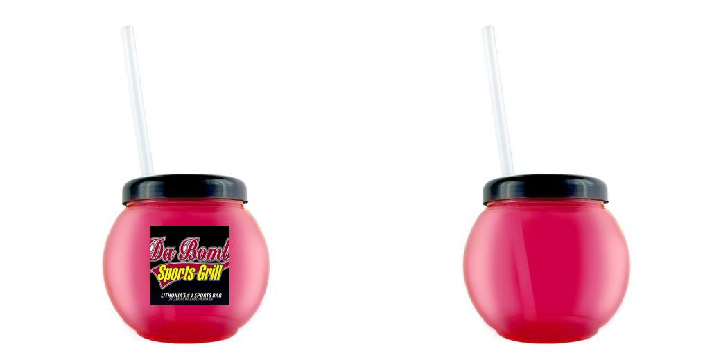 BarConic® 20 oz Pink Fishbowl Cup with Lid and Straw - Perfect for Smoothies, Bubble Tea, and Fun Party Drinks