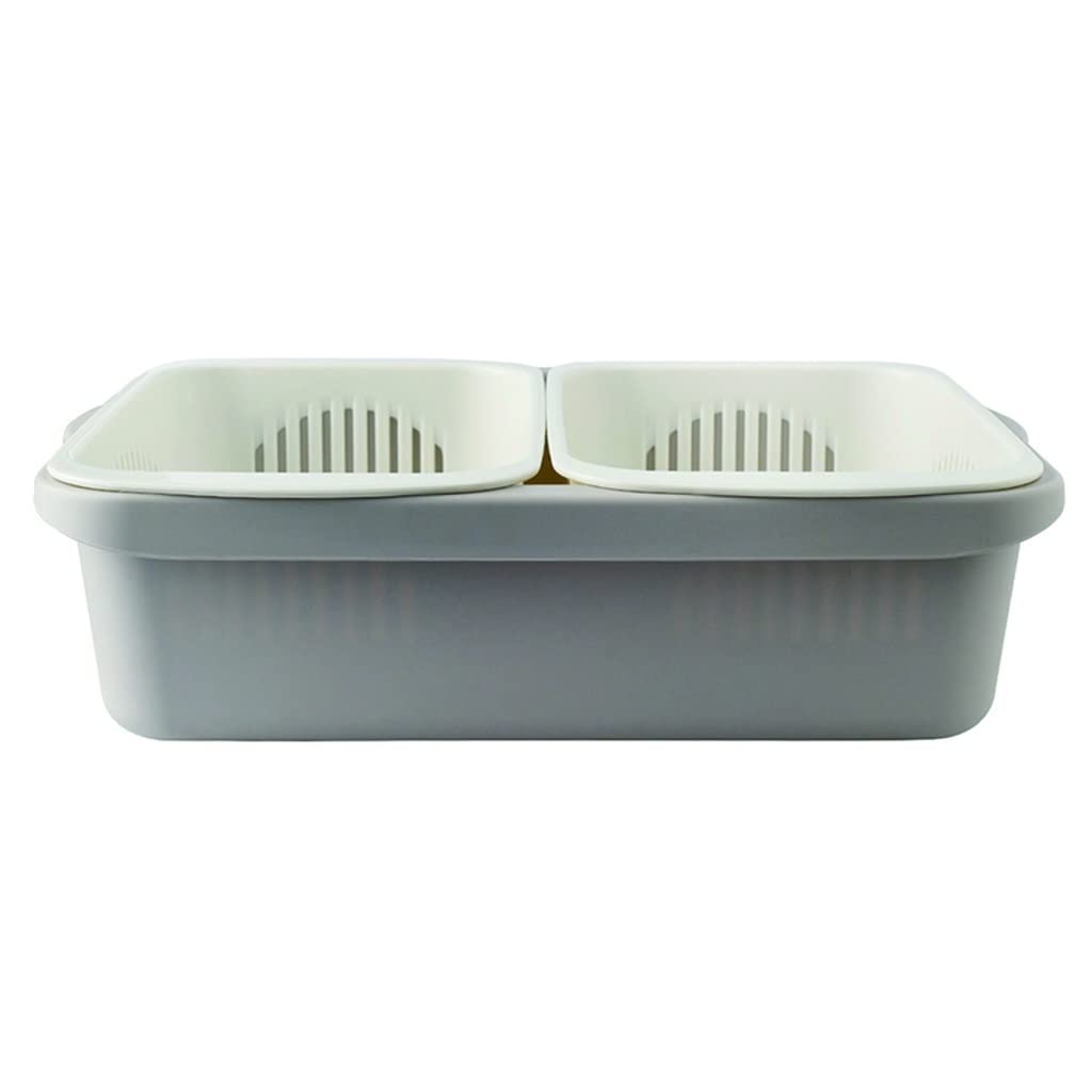 Double Layer Vegetable Filter Basket - Kitchen Sink Colander for Washing Fruits & Vegetables - Durable Resin Drain Basket for Food Prep, Dishwashing & Household Organization