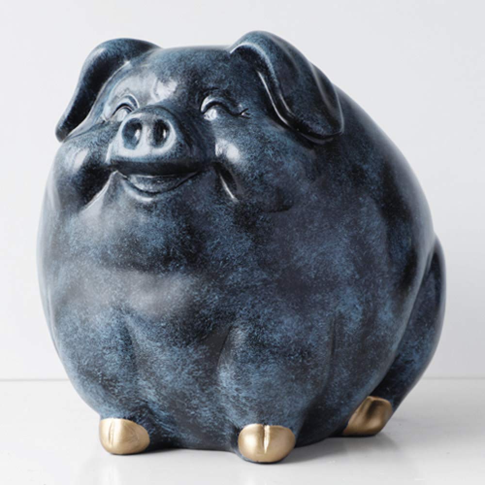 HUANSUN Resin Animal Piggy Bank - Money Cash Box for Kids, Blue Coin Saving Box with Unique Texture, Creative Gift for Children & Room Decoration | Perfect for Birthday Gifts, Allowance Savings & Bedroom Decor