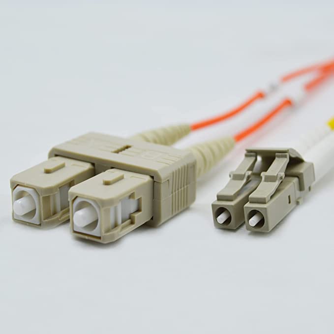 OM2 LC to SC Fiber Optic Cable 100M (328ft) - 50/125 Multimode Duplex Jumper for 1Gb/10Gb Networks | PVC OFNR Rated | Length Options 0.5M-300M | Perfect for Data Centers, Server Rooms & High-Speed Network Connections