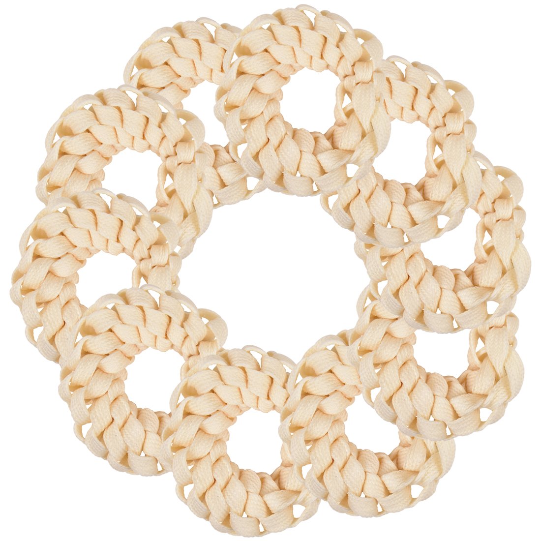 10 Pack Cream Shoelace Hair Scrunchies - Stylish Hair Ties for Women, Girls, and Teens - Perfect for Workouts, Yoga, and Everyday Wear