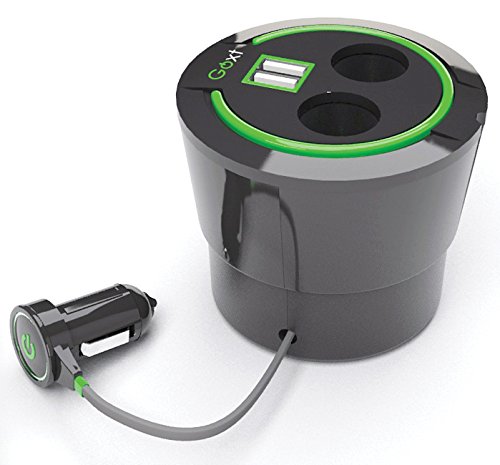 GOXT 23405 12V Car Cup Holder Charger with Retractable Cord - Fast Charging for Phones & Tablets on Road Trips & Commutes