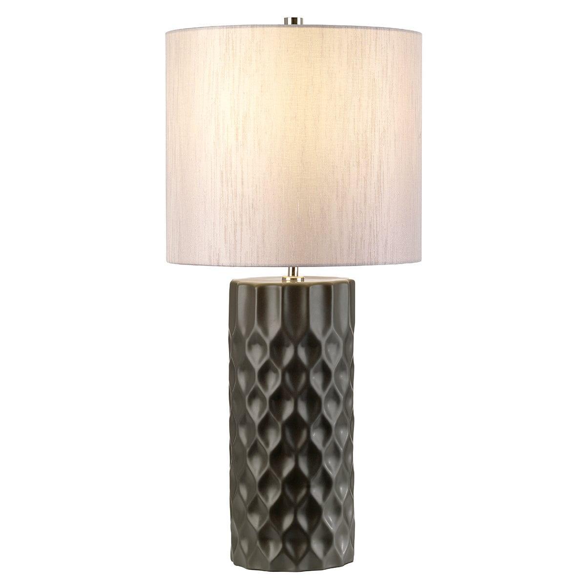 Barbican 1 Light Graphite Ceramic Table Lamp by Elstead Lighting - Modern Desk Lamp for Living Room, Bedroom & Office Decor