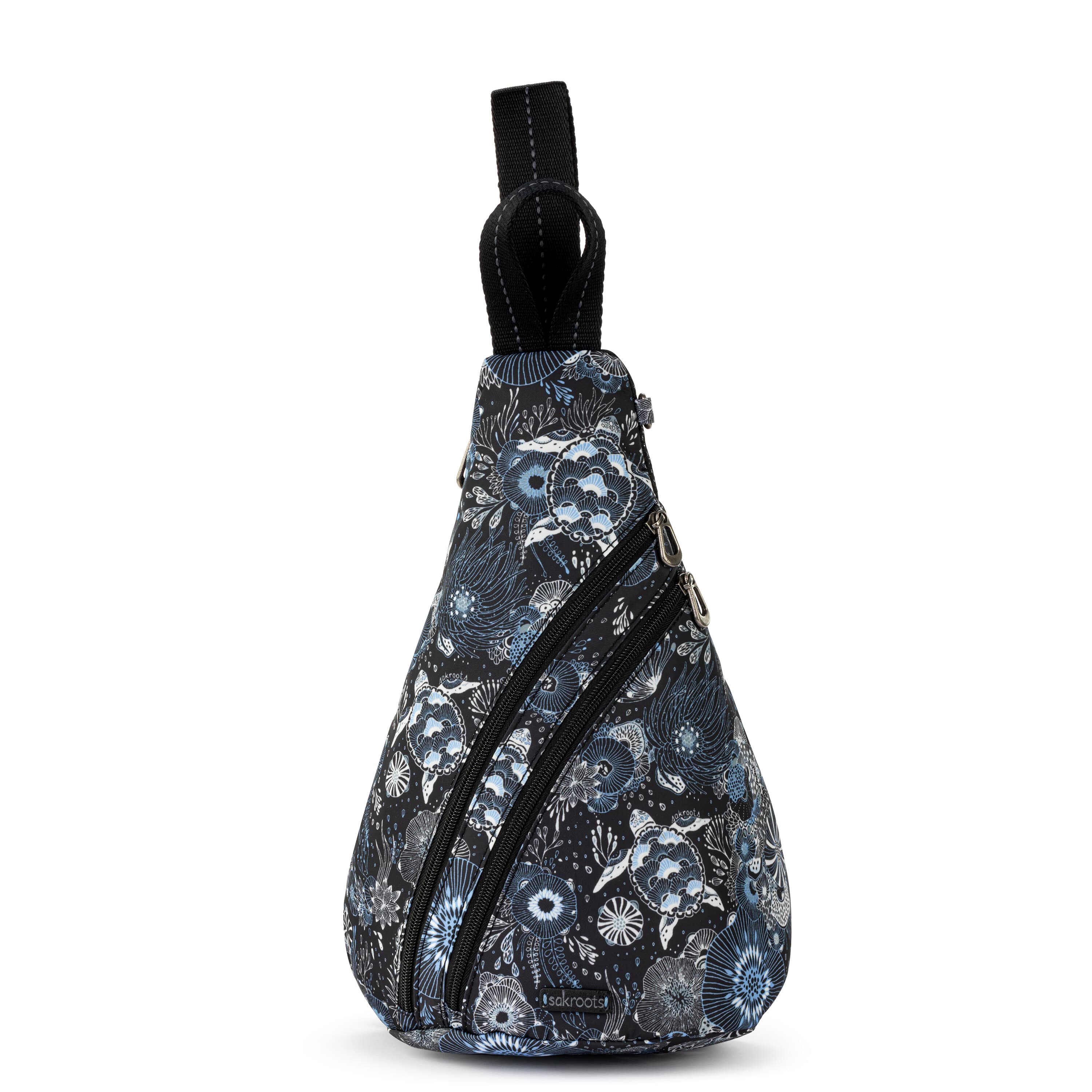 On The Go Sling Backpack - Eco-Friendly Twill Fabric in Midnight Seascape Color - Perfect for Travel, Commuting & Outdoor Adventures