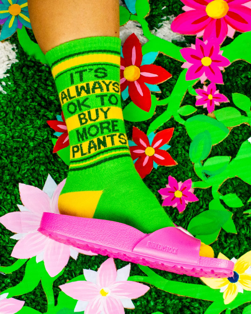 Buy More Plants Socks - Fun Botanical Print Socks for Women & Men - Perfect for Gardening, Hiking & Plant Lovers