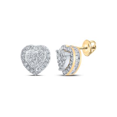 10K Gold Diamond Heart Earrings - 5/8 CTTW Stud Earrings for Women, Valentine's Day Gift, Anniversary Jewelry - Perfect for Weddings, Date Nights & Special Occasions