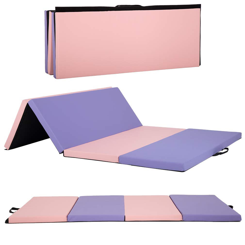 Premium Foldable Tumbling Mat - Thick PU Leather Gymnastics & Yoga Exercise Mat with Carrying Handles | Ideal for Home Workouts, Outdoor Yoga, Pilates & Gymnastics Training