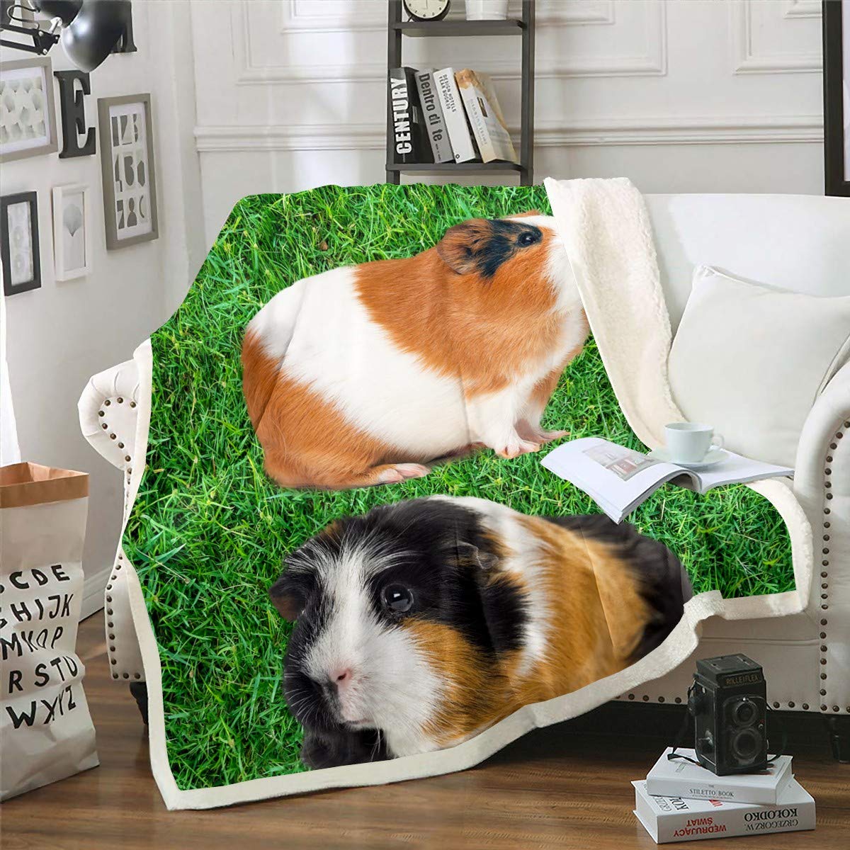 3D Cute Guinea Pig Sherpa Fleece Throw Blanket - Soft Plush Pet Animal Pattern Blanket for Bed, Couch & Nursery Decor - Lightweight Cozy Blanket 30x40 inches - Perfect for Snuggling, Gifts & Home Decor