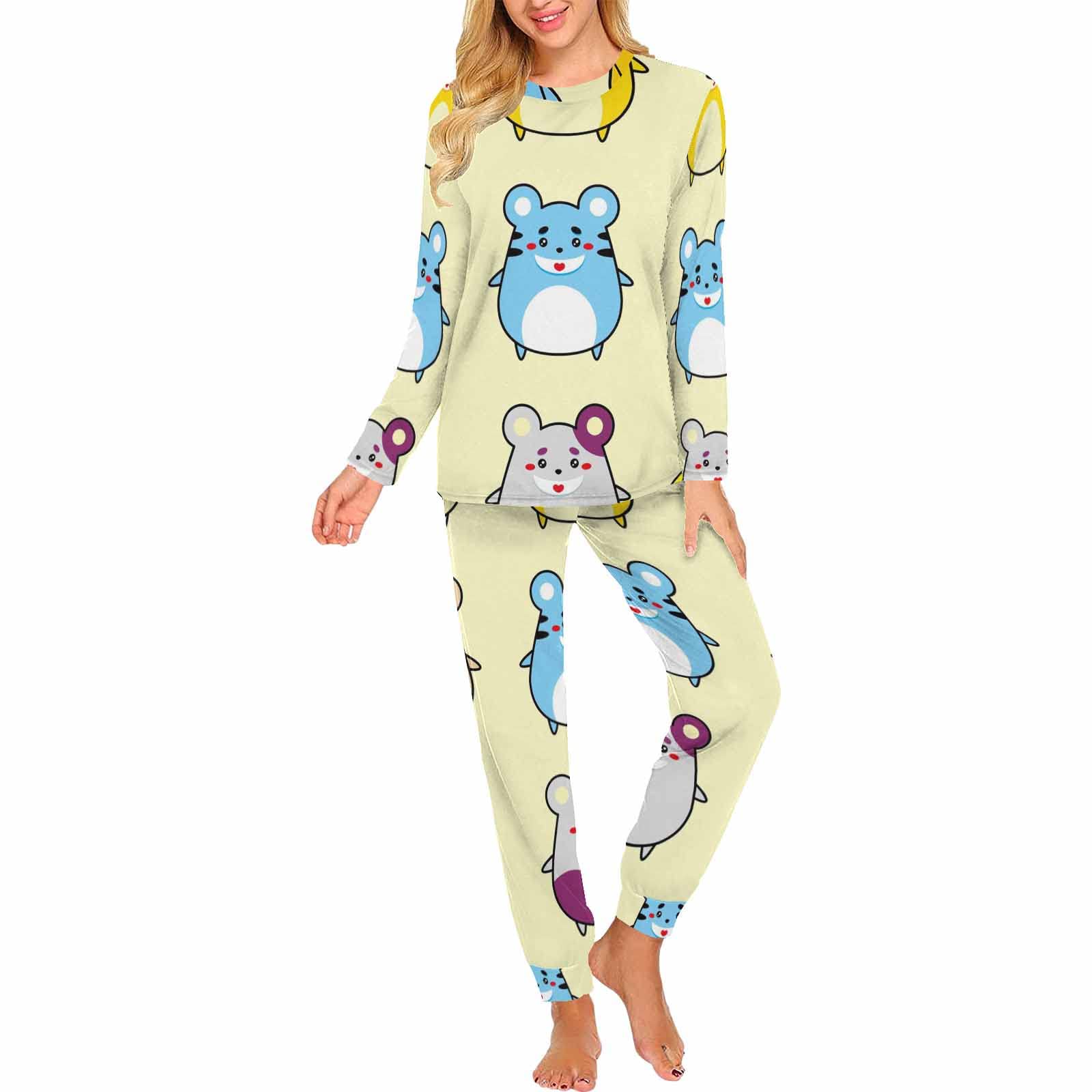 **InterestPrint Women's 2-Piece Cute Hello Kitty Sleepwear Set - Soft Sweatshirt & Jogger Pajamas for Lounge, Sleep & Relaxation at Home**