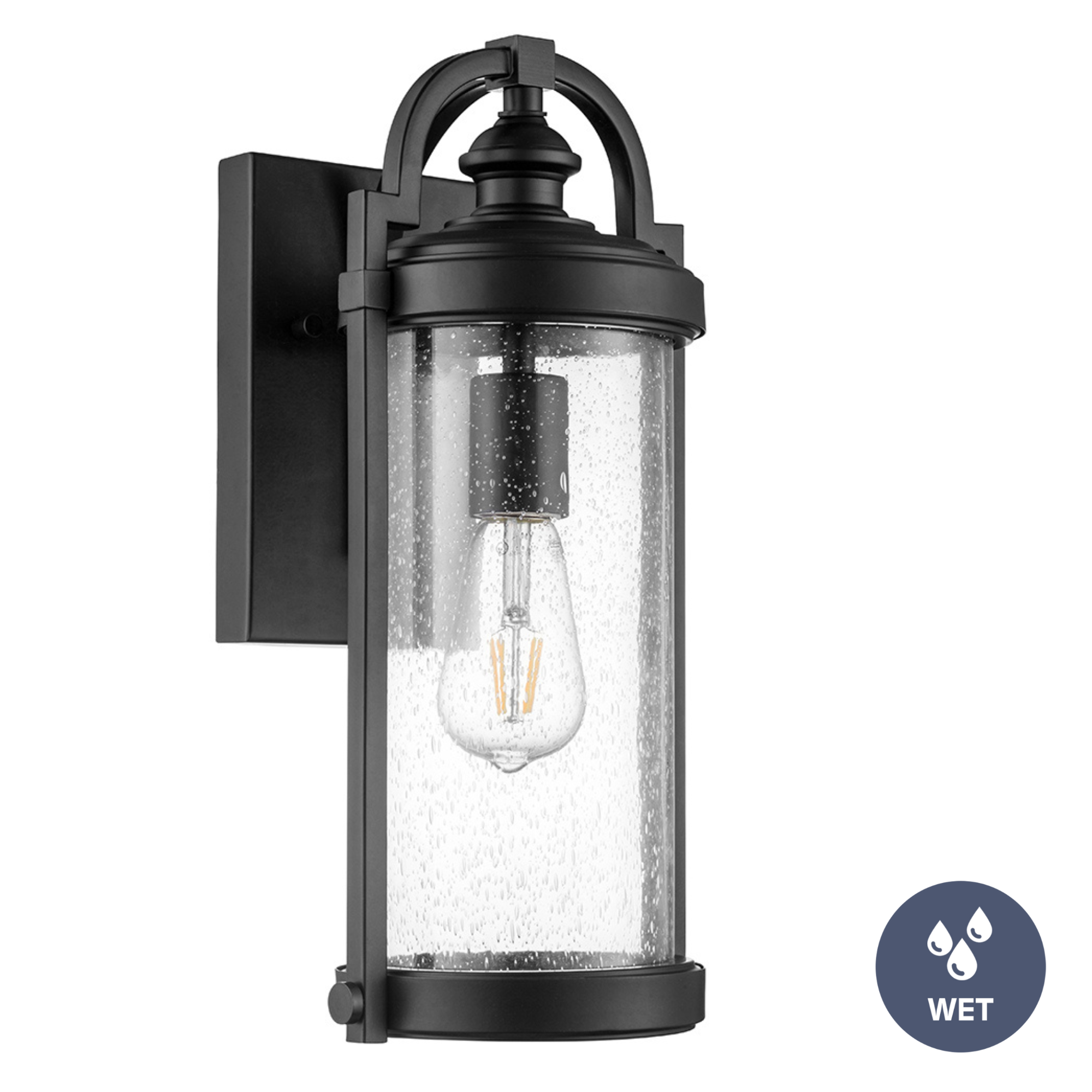 Cedardale Outdoor Wet Rated Coach Light Fixture - Matte Black Finish for Porch, Patio, and Garden Lighting
