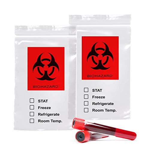 APQ 6x9 Small Biohazard Bags with Red Label - Pack of 100 | Thick 2-Wall Biohazard Waste Bags with Secondary Pouch | Ideal for Medical Waste, Specimen Transport & Laboratory Use