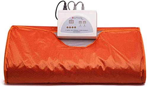 SMAUTOP Infrared FIR Digital Heat Sauna Blanket for Weight Loss & Detox - Portable Home Spa Therapy with Remote Control - Perfect for Relaxation, Body Slimming & Pain Relief (Orange)