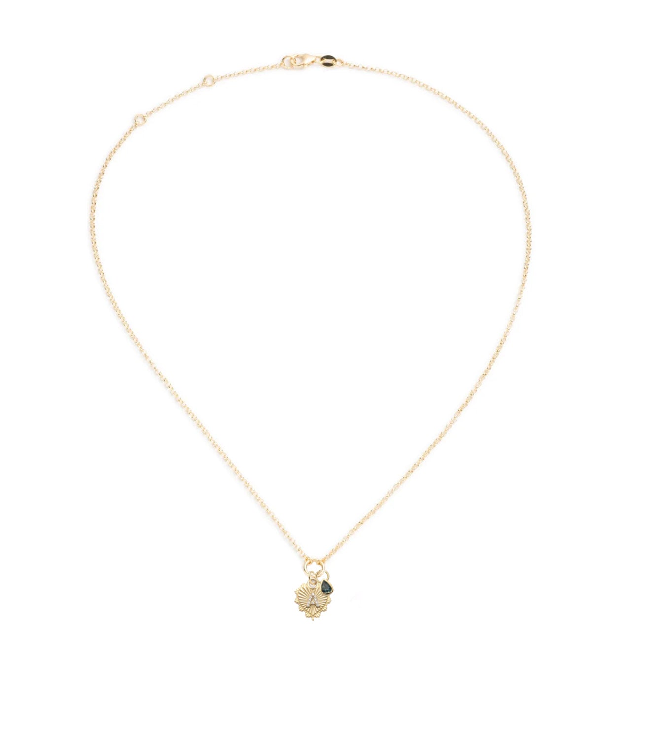 Initial & Forever & Always a Pair: Blue Sapphire Fine Belcher Stationary Necklace - Perfect for Anniversaries, Weddings & Romantic Gifts