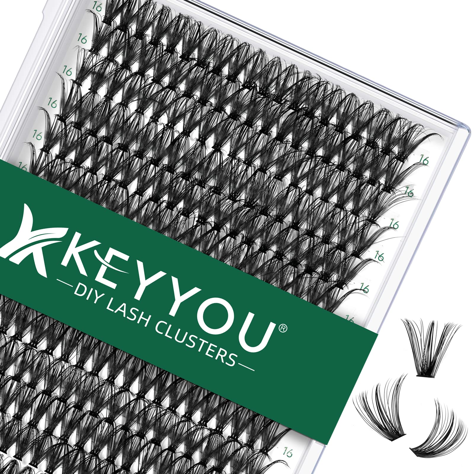 KEYYOU 300pcs 40D 0.07D 16mm Individual Cluster Lashes - Soft & Natural DIY Eyelash Extensions for Volume Look | Perfect for Daily Wear, Special Occasions & Professional Makeup Artists