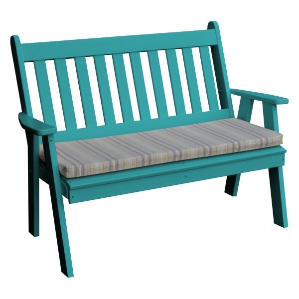 A&L Furniture Poly Traditional English Garden Bench - Outdoor Patio, Garden, and Park Seating for Relaxation