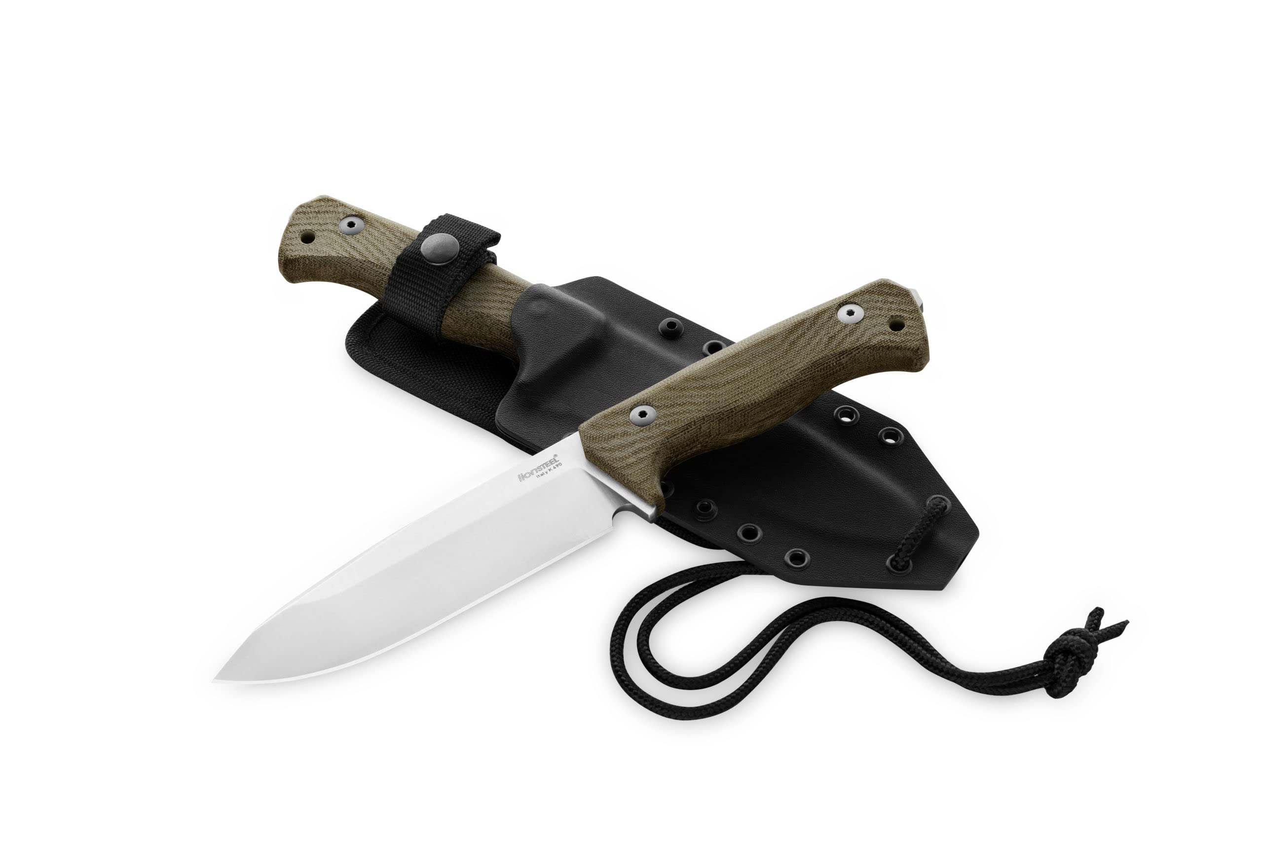 Lion Steel LIONSTEEL T6 CVG Bushcraft Fixed Blade Knife - Limited Edition 1/999 - K490 Steel with Green Micarta Handle - Premium Hunting & Outdoor Survival Knife for Camping, Bushcraft & Wilderness Adventures