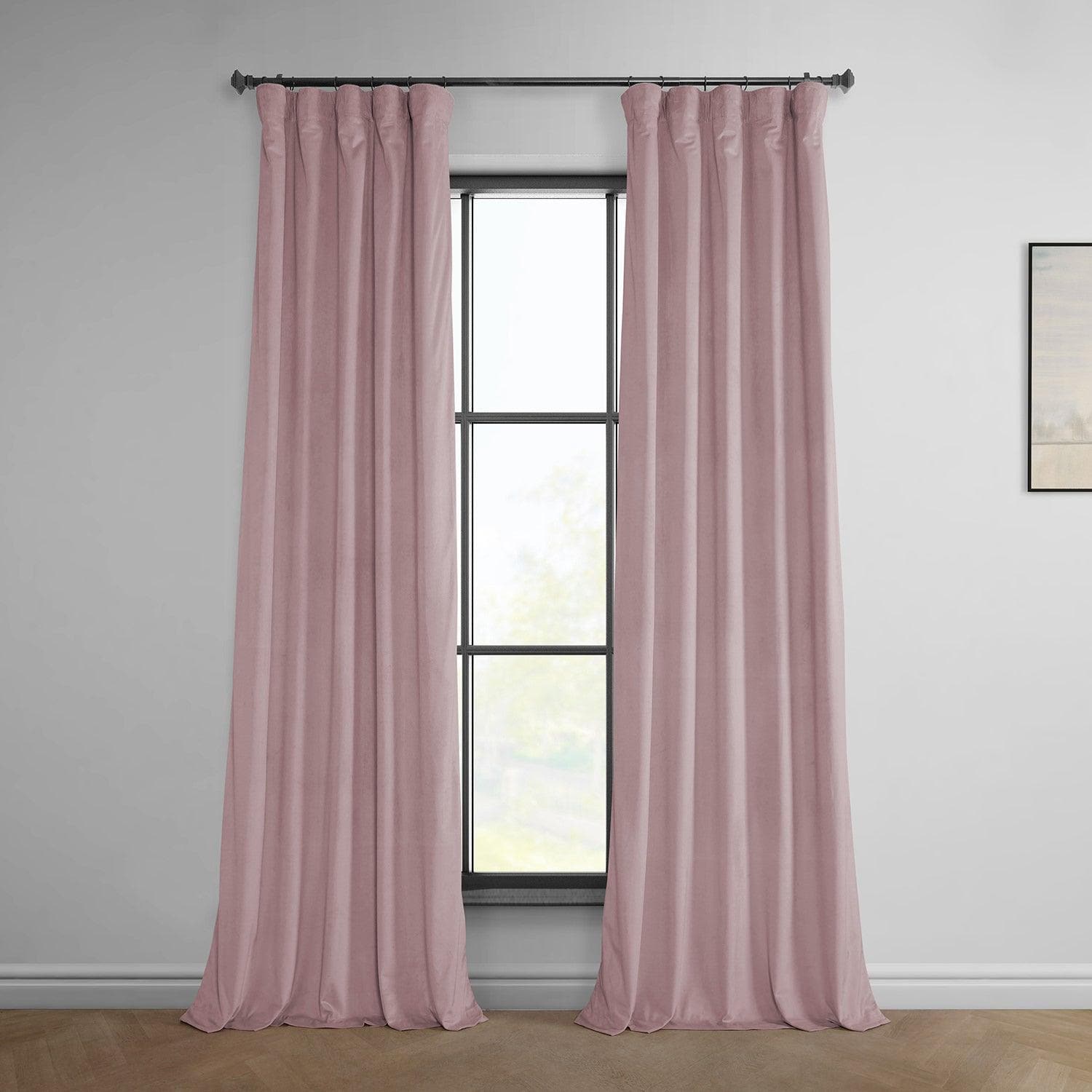Ballet Pink Heritage Plush Velvet Blackout Curtains for Bedroom - Thermal Insulated Window Drapes for Nursery, Living Room & Home Theater