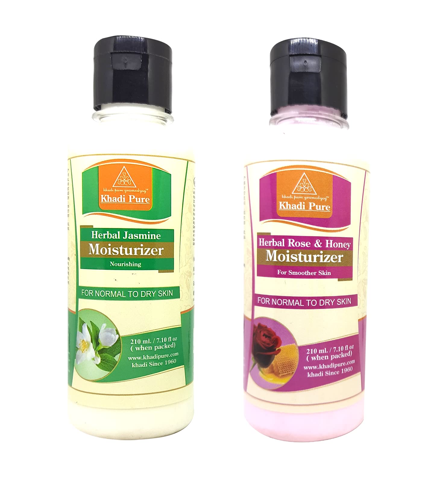 Khadi Pure Rose Honey & Jasmine Moisturizing Lotion 210ml (Pack of 2) - Natural Ayurvedic Body Cream for Dry Skin | Perfect for Daily Hydration & Spa Day Self-Care Routine