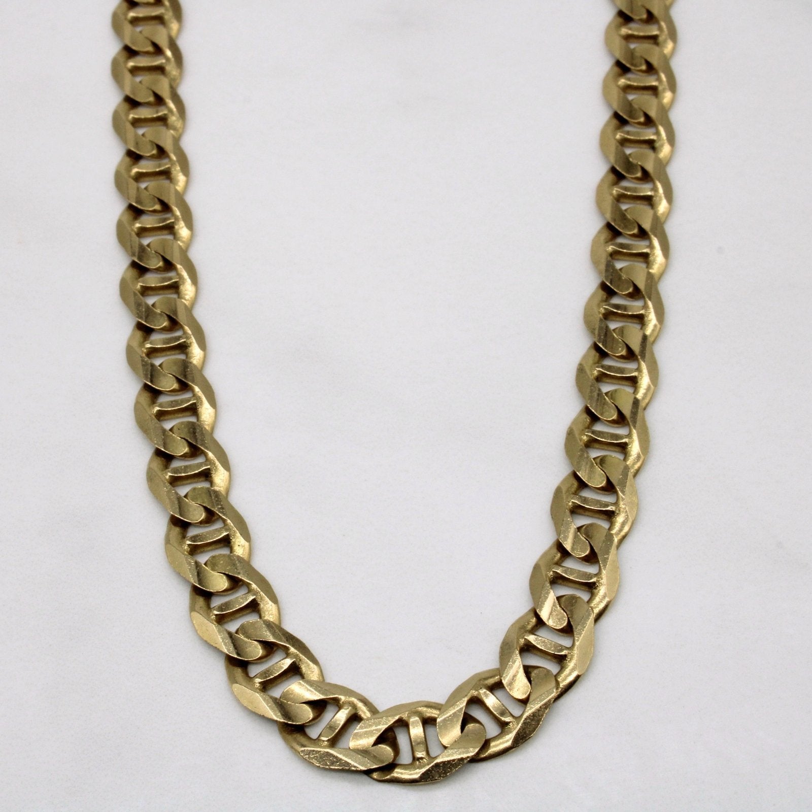 10K Yellow Gold Anchor Link Chain Necklace for Men & Women - 25