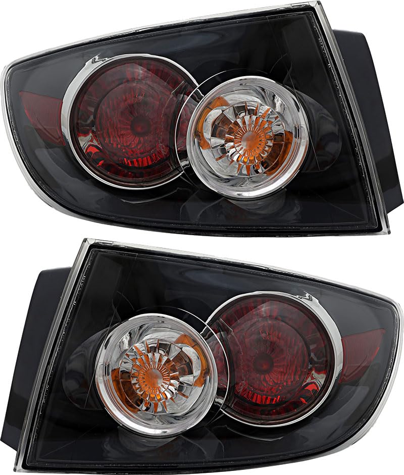 Mazda 3 Sedan Tail Lights Lamps Set - Driver & Passenger Side - Compatible with 2007 2008 2009 Models - Perfect for Replacement, Customization & Night Driving Safety