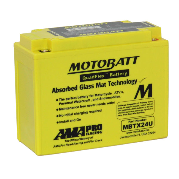 Motobatt MBTX24U 12V 25Ah AGM Motorcycle Battery - High Performance Power for Harley, Honda, Kawasaki & More - Perfect for Cruisers, Touring Bikes & Off-Road Adventures