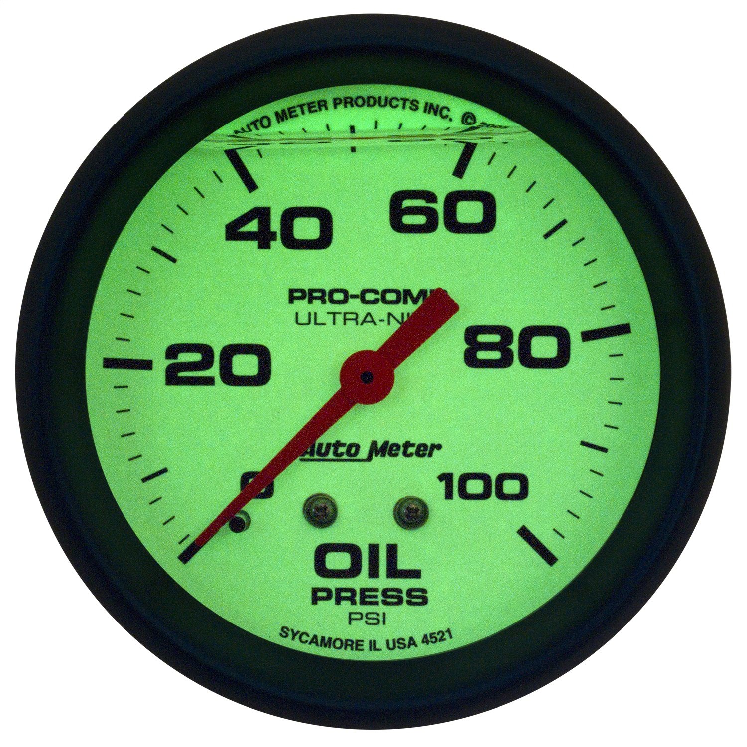 AUTO METER 4221 Ultra-Nite 2.625 Inch Oil Pressure Gauge - High Performance Automotive Gauge for Trucks, Cars & Motorcycles - Perfect for Engine Monitoring & Racing Applications