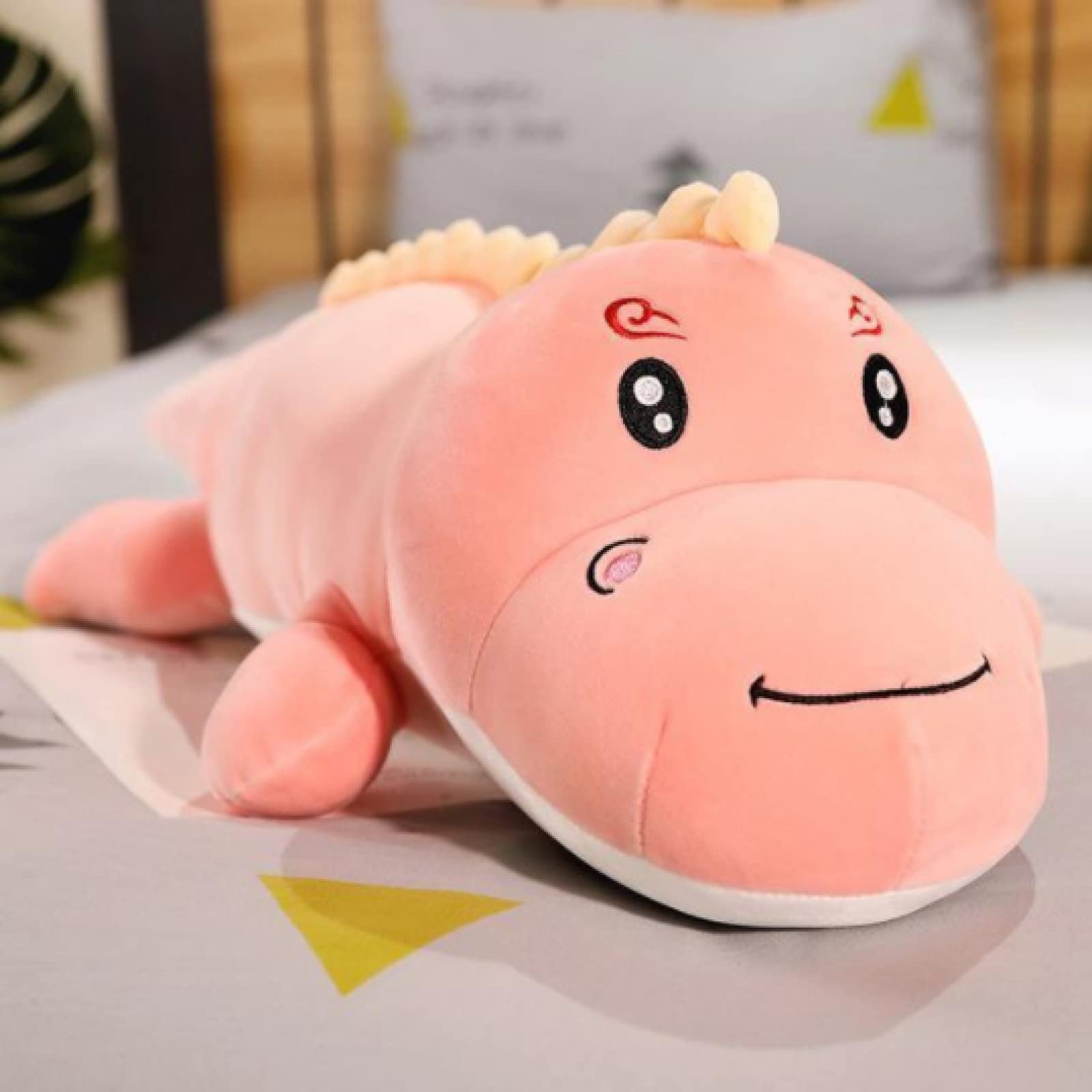 NBKLSD Large 100cm Pink Dinosaur Plush Toy - Soft & Cute Cartoon Stuffed Animal for Kids, Girls, Birthday Gifts | Perfect for Cuddling, Room Decor & Gifts