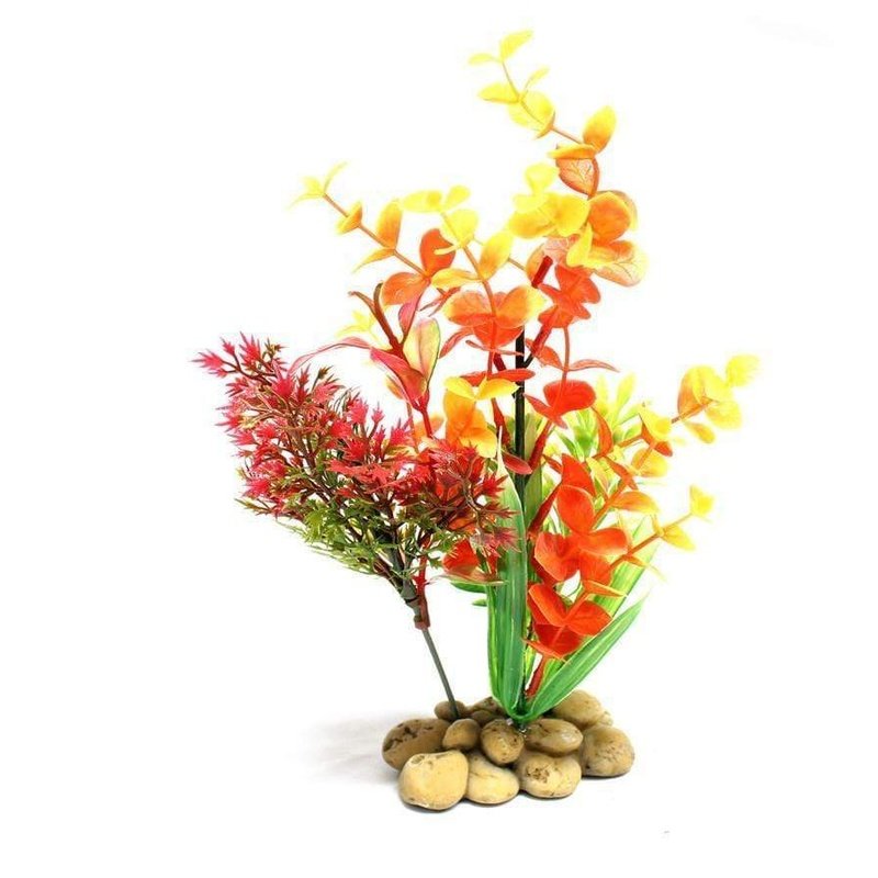 Aquatopia Artificial Yellow Plant with Pebble Base - 15cm Tall Fake Plant for Home, Office, and Indoor Decor