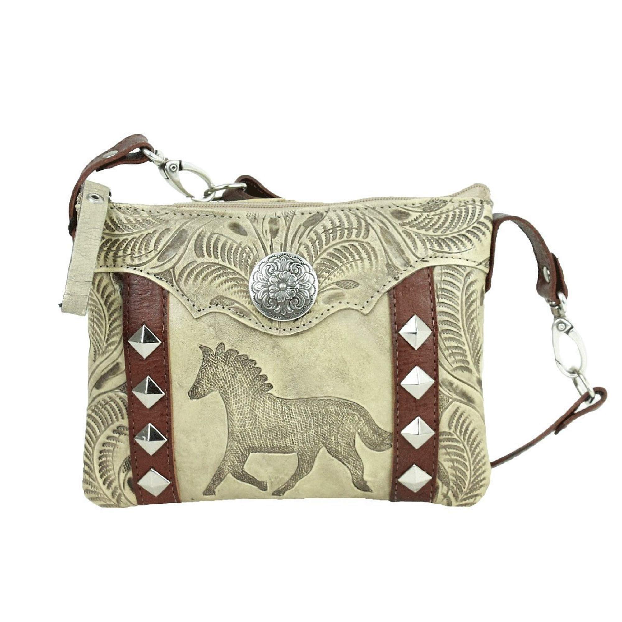 American West Hitchin' Post Leather Trail Rider Crossbody/Hip Bag - Durable Cowhide Purse for Horseback Riding, Hiking & Outdoor Adventures