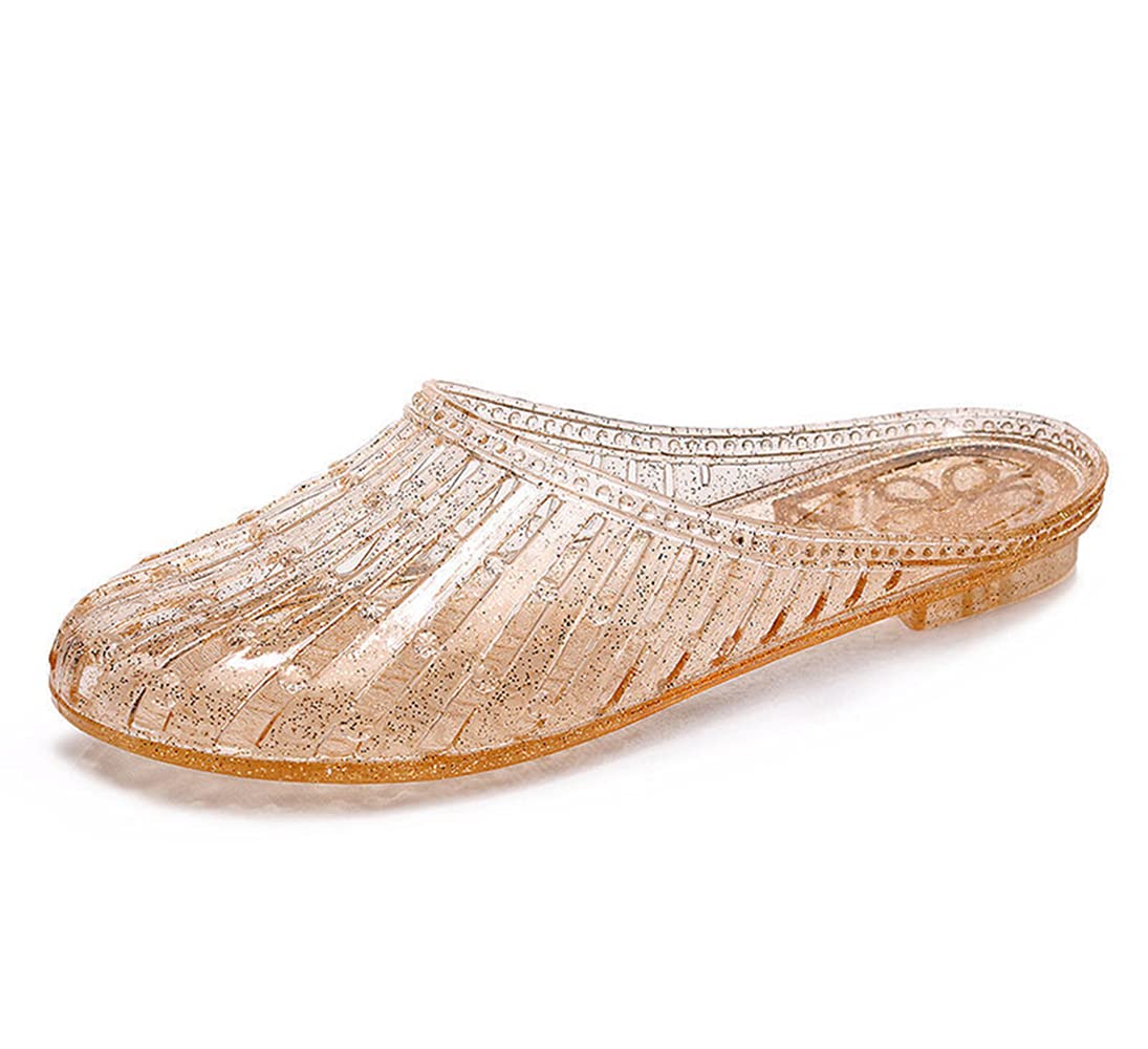 Yehopere Women's Clear Jelly Sandals - T-Strap Slingback Flats for Summer, Beach & Rain - Comfortable Casual Shoes for Walking, Travel & Outdoor Activities