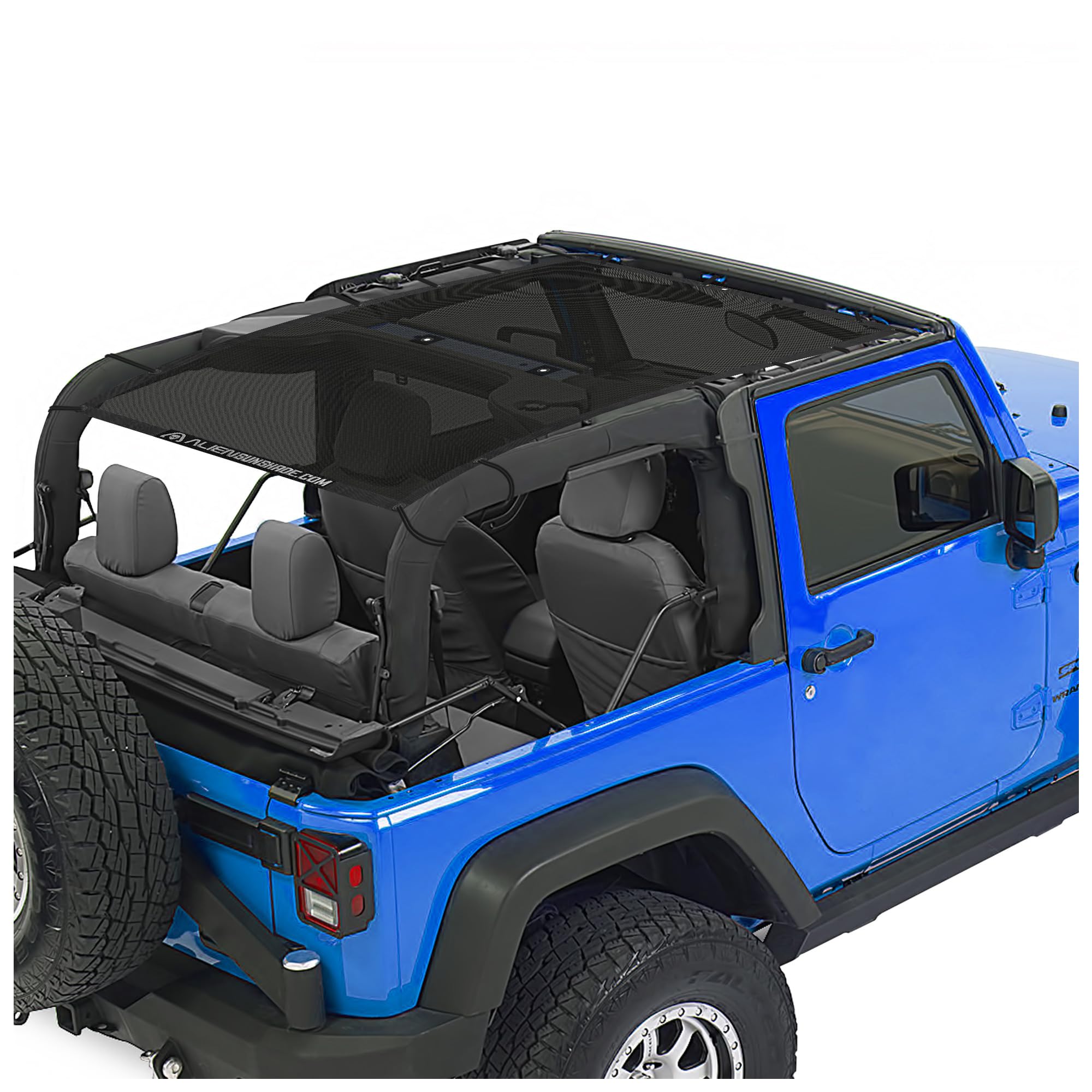 Alien Sunshade Black Mesh Top for Jeep Wrangler JK 2-Door (2007-2018) | UV Protection & Wind Noise Reduction | Fits Sport, Sport S, Sahara, Rubicon Models | Perfect for Off-Roading, Beach Trips & Summer Adventures